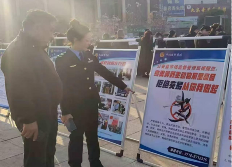 湖北省公安县市场监管局多措并举开展鸟类等野生动物保护宣传(图1)